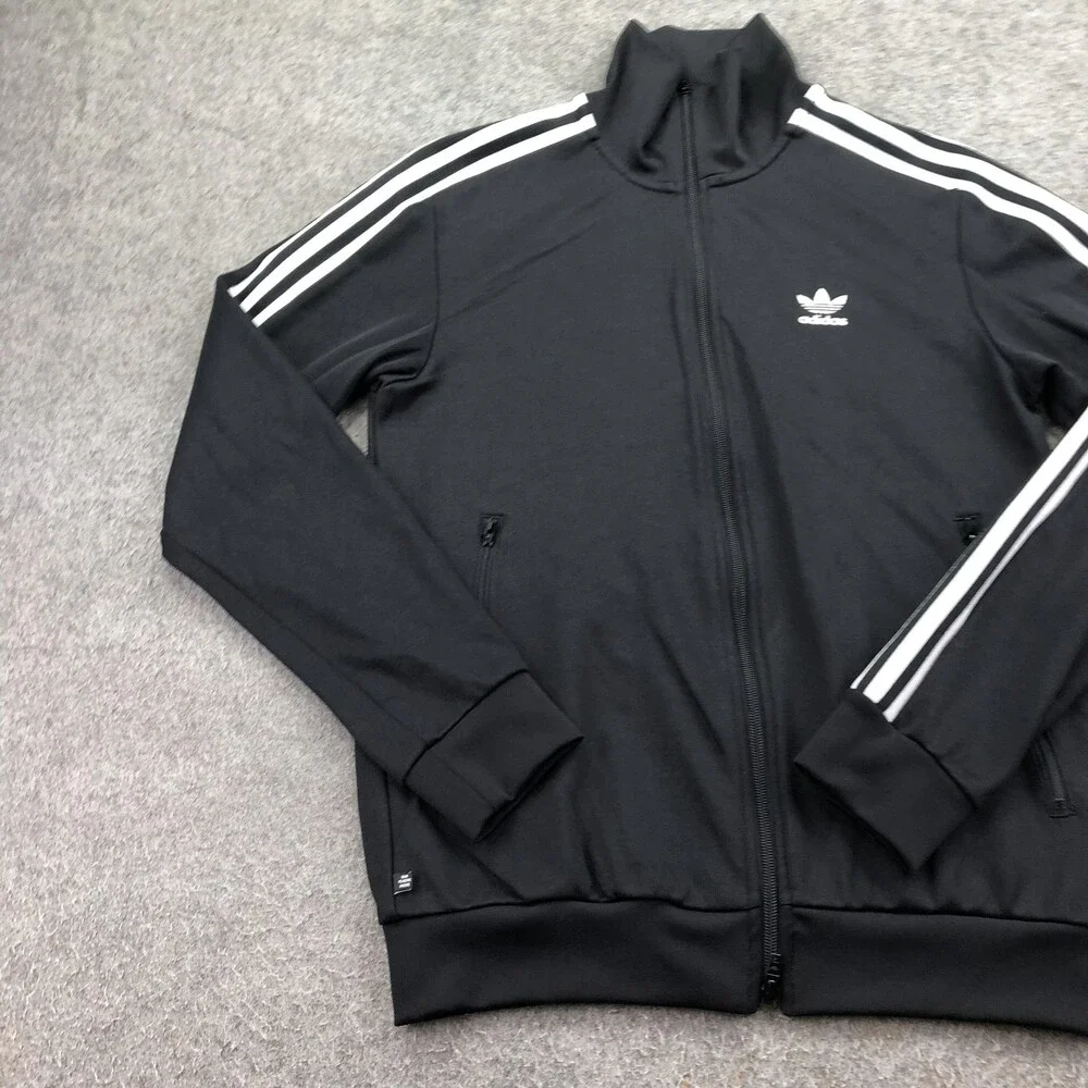 Adidas Jacket Mens Medium Black Zip Track 3 Stripe Parley Ocean Plastic Firebird
